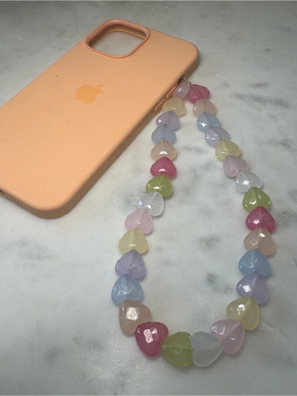 🫧 Urban Outfitters Pastel Heart‎ Bead Phone Charm Wrist Strap 🫧